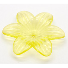 Kaplík akrylový, květina velká - barva transparentní žlutá 1ks