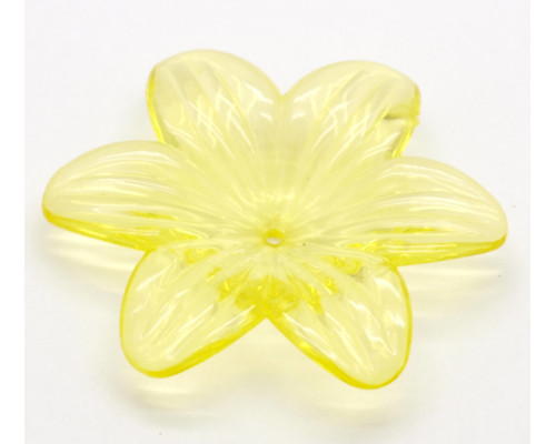 Kaplík akrylový, květina velká - barva transparentní žlutá 1ks