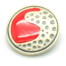 Button kovový se smaltem, vzor Afrika 20mm - barva antik bronz/červená, 1kus