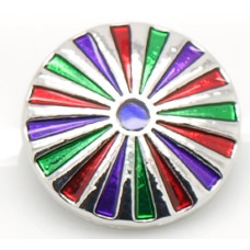 Button kovový se smaltem, vzor Paraple 20mm - barva platina/modrá/zelená/červená, 1kus
