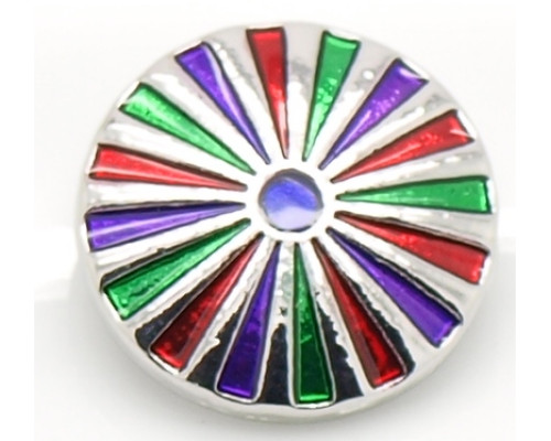 Button kovový se smaltem, vzor Paraple 20mm - barva platina/modrá/zelená/červená, 1kus