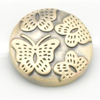 Button kovový, vzor Motýl 20mm - barva antik bronz, 1kus