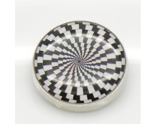 Button pryskyřičný, vzor Hypnotic 20mm - barva černobílá, 1kus