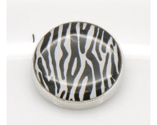 Button pryskyřičný, vzor Zebra 20mm - barva černobílá, 1kus