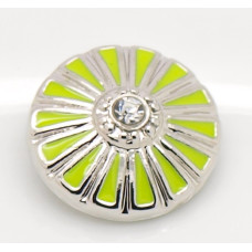 Button kovový, vzor č.6, 20mm - barva stříbrná antik/čirá/zelená, 1kus