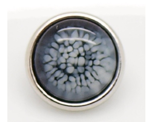 Button pryskyřičný, vzor Smoke 12mm - barva odstíny šedé, 1kus