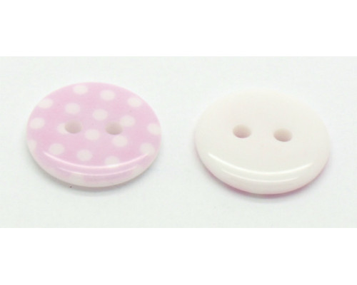 Pryskyřičný knoflík s puntíky 15mm - barva růžová/bílá 1 kus