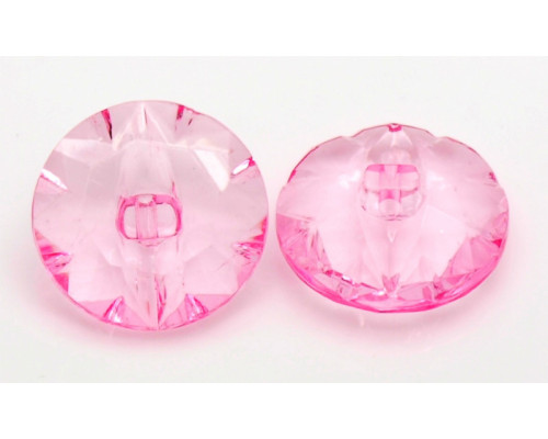 Akrylový knoflík fazetovaný - barva růžová 4 kusy