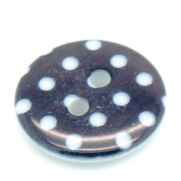 Pryskyřičný knoflík s puntíky - barva černá/bílá 1 kus