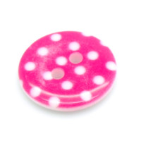 Pryskyřičný knoflík s puntíky - barva růžovofialová/bílá 1 kus
