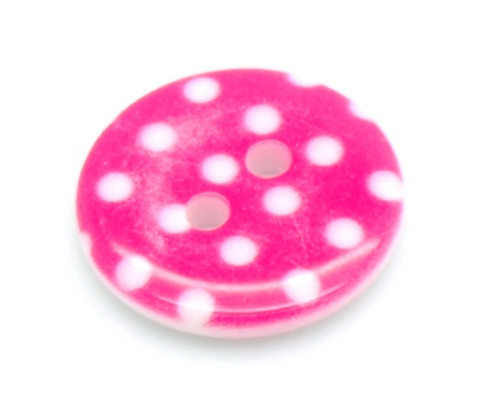 Pryskyřičný knoflík s puntíky - barva růžovofialová/bílá 1 kus