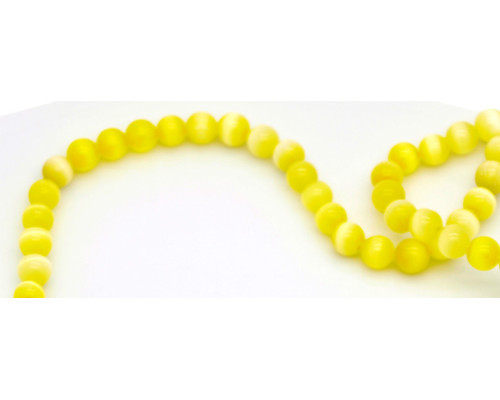 Korálek kočičí oči kulatý 5mm - barva odstíny žluté 10kusů