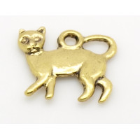 Kovodíl - přívěsek, barva zlatá antik 1ks - kočka č.25