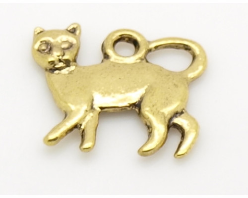Kovodíl - přívěsek, barva zlatá antik 1ks - kočka č.25