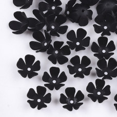 Kaplík lístky květiny - barva sametově černá 5ks