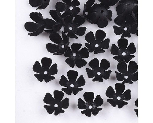 Kaplík lístky květiny - barva sametově černá 5ks
