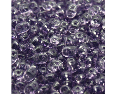 Dvoudírový rokajl SUPERDUO 20500 - barva fialová transparentní 20g