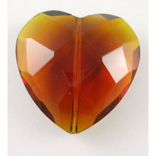 Broušený korálek srdce - barva medově hnědooranžová 1ks