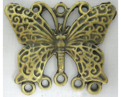 Ozdobný propojovací filigrán motýl 1ks - barva antik bronz 