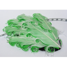 Ozdobná peříčka na filcu pro výrobu čelenek a broží - bílá/zelená - 1kus