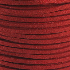 Řemínek z broušené Eko kůže 3mm - barva cihlově červená třpytivá  1m