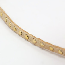 Řemínek z broušené Eko kůže se zlatými cabochonky 4,5mm - barva béžová 0,5m