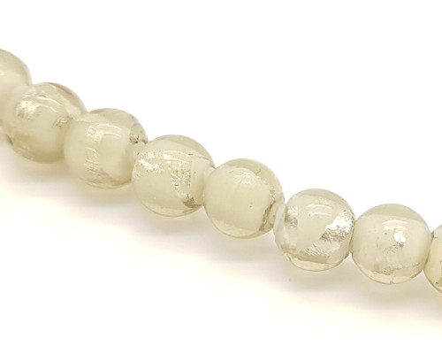 Vinutá perla se stříbrnou fólií 10ks - bílá - 8mm