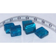Vinutá perle čtverec se stříbrnou fólií - barva aquamarine  2ks