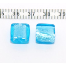 Vinutá perle čtverec se stříbrnou fólií - barva světle modrá 2ks
