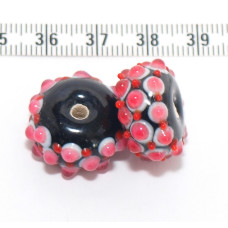 Vinuté perle ozdobné donut - barva černorůžová 1ks