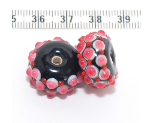 Vinuté perle ozdobné donut - barva černorůžová 1ks
