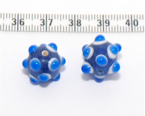 Vinuté perle ozdobné kulaté s trny - barva modrá  1ks
