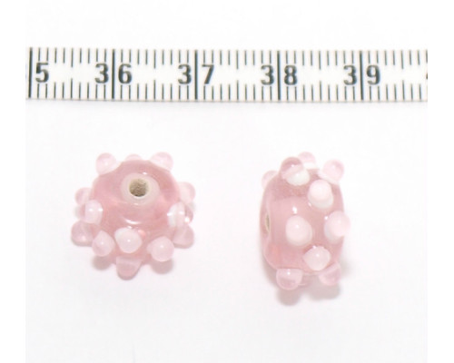 Vinuté perle ozdobné kulaté s trny - barva světle růžová 1ks