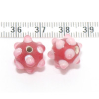 Vinuté perle ozdobné kulaté s trny - barva tmavě  růžová 1ks