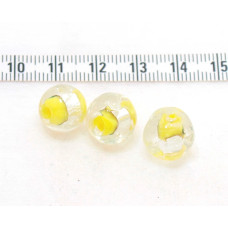Vinuté perle se stříbrnou fólií, kulaté 10 - 12mm - barva žlutá 1 ks