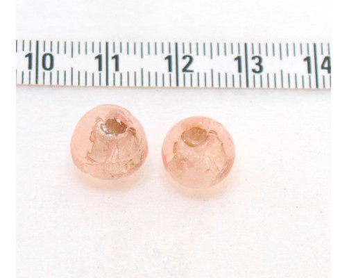 Vinuté perle se zlatou fólií, kulaté 10-11mm - barva světle růžová 1 ks