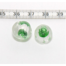 Vinuté perle se stříbrnou fólií, kulaté 10mm - barva zelená 1 ks