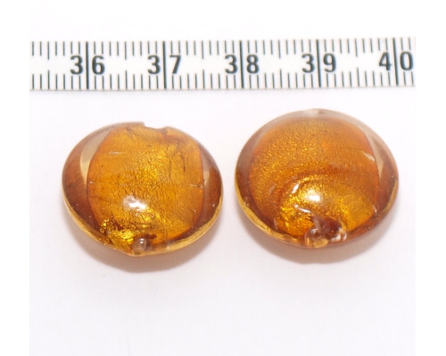 Vinuté perle se stříbrnou fólií uvnitř, čočka 20mm - barva zlatá1ks
