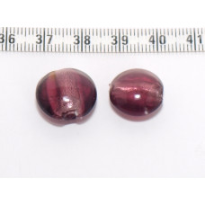 Vinuté perle se stříbrnou fólií uvnitř, čočka - barva fialová 1ks