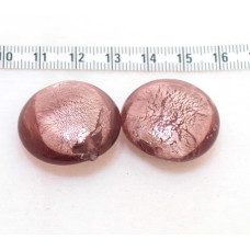 Vinuté perle se stříbrnou fólií uvnitř, čočka velká 25mm - barva fialová 1ks