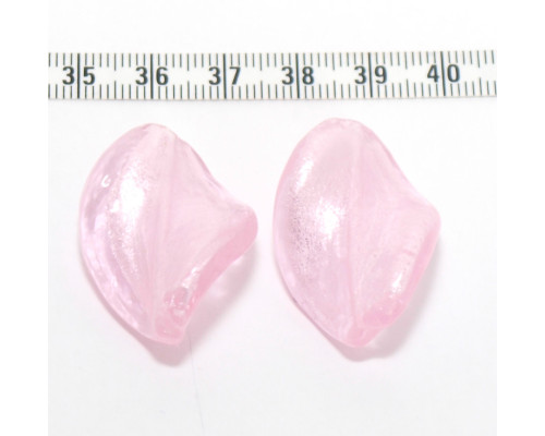Vinuté perle se stříbrnou fólií uvnitř, list twist - barva růžová 1ks