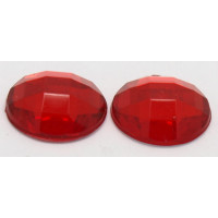 Pryskyřičný broušený (fazetovaný) cabochon 12mm - barva červená 2ks