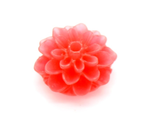 Cabochon květina Frosted 15mm - barva červená 1kus