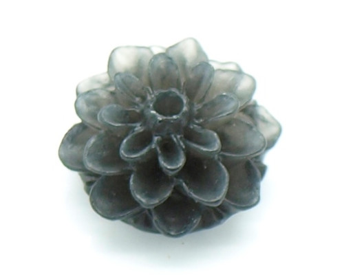 Cabochon květina Frosted 15mm - barva šedočerná 1kus
