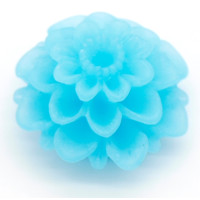 Cabochon květina Frosted 20mm - barva tyrkysově modrá 1kus