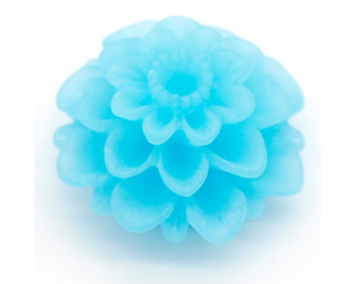 Cabochon květina Frosted 20mm - barva tyrkysově modrá 1kus