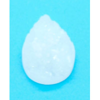 Cabochon kapka polymer sypaný krystaly- barva bílá 4ks