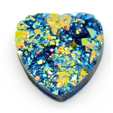 Cabochon srdce polymer sypaný krystaly - barva modrá 1ks