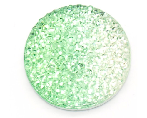 Pryskyřičný štrasový cabochon 25mm, polokulatý - barva odstíny zelené/čiré 1ks