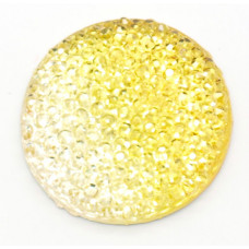 Pryskyřičný štrasový cabochon 25mm, polokulatý - barva odstíny žluté/čiré 1ks